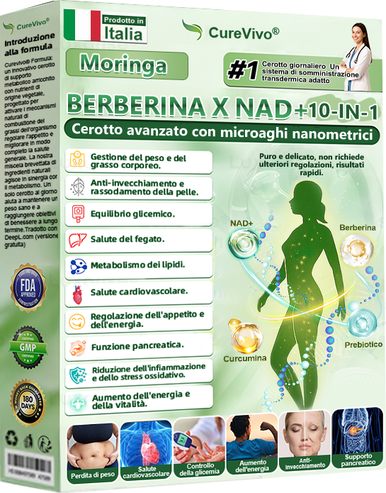 Negozio Ufficiale🌟🧜🏽♀️CureVivo® Moringa · Berberina × NAD+ 10-in-1 Cerotto Avanzato ai Nano Microaghi 🇮🇹 (Una volta al giorno, cambiamenti visibili in 7 giorni) ✅ Per sovrappeso, pelle flaccida, diabete, apnea notturna, problemi articolari e altro