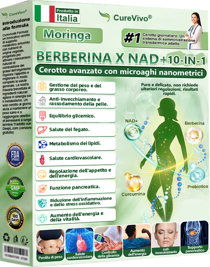 Negozio Ufficiale🌟🧜🏽‍♀️CureVivo® Moringa · Berberina × NAD+ 10-in-1 Cerotto Avanzato ai Nano Microaghi 🇮🇹 (Una volta al giorno, cambiamenti visibili in 7 giorni) ✅ Per sovrappeso, pelle flaccida, diabete,    apnea notturna, problemi articolari e altro