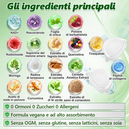 Negozio Ufficiale🌟🧜🏽‍♀️CureVivo® Moringa · Berberina × NAD+ 10-in-1 Cerotto Avanzato ai Nano Microaghi 🇮🇹 (Una volta al giorno, cambiamenti visibili in 7 giorni) ✅ Per sovrappeso, pelle flaccida, diabete,    apnea notturna, problemi articolari e altro