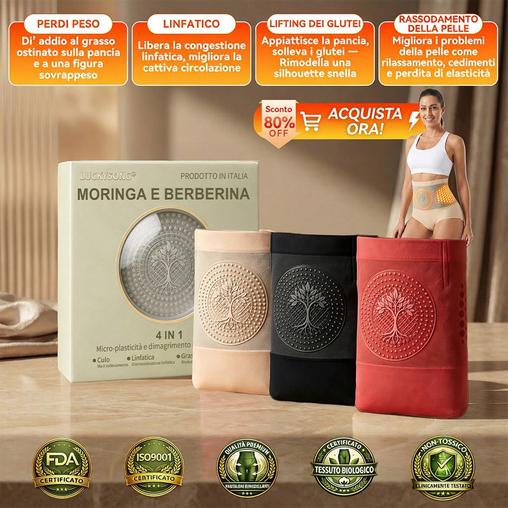 *Negozio Ufficiale ✅👨‍🔬LUCKYSONG® | Pantaloncini Modellanti 4-in-1 con Microparticelle di Moringa e Berberina|Pagamento alla consegna-Cod.06110
